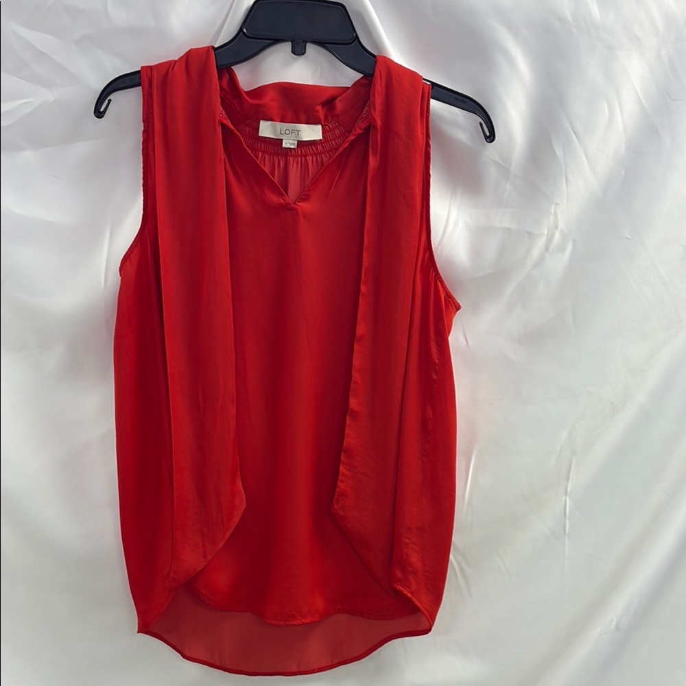 LOFT Red-Orange Tank Top Vibrant Sleeveless Casual Size Medium
